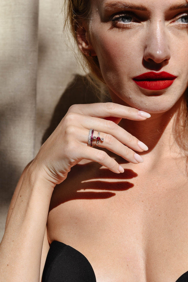 Edwardian Cushion Cut Ruby & Rose Cut Diamond Ring