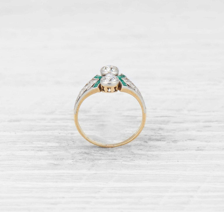EDWARDIAN DIAMOND AND EMERALD RING