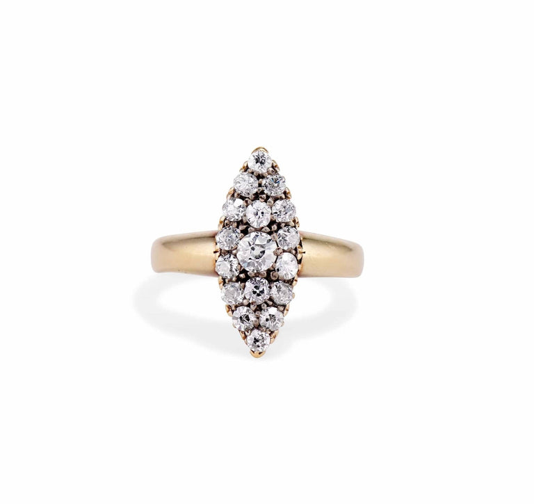 Edwardian Diamond and Gold Navette Ring