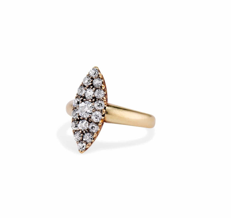 Edwardian Diamond and Gold Navette Ring