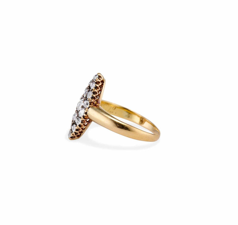 Edwardian Diamond and Gold Navette Ring