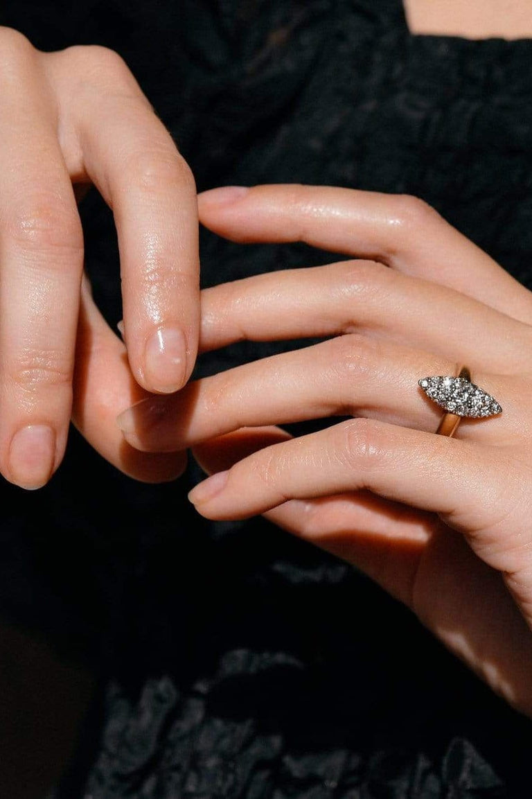 Edwardian Diamond and Gold Navette Ring