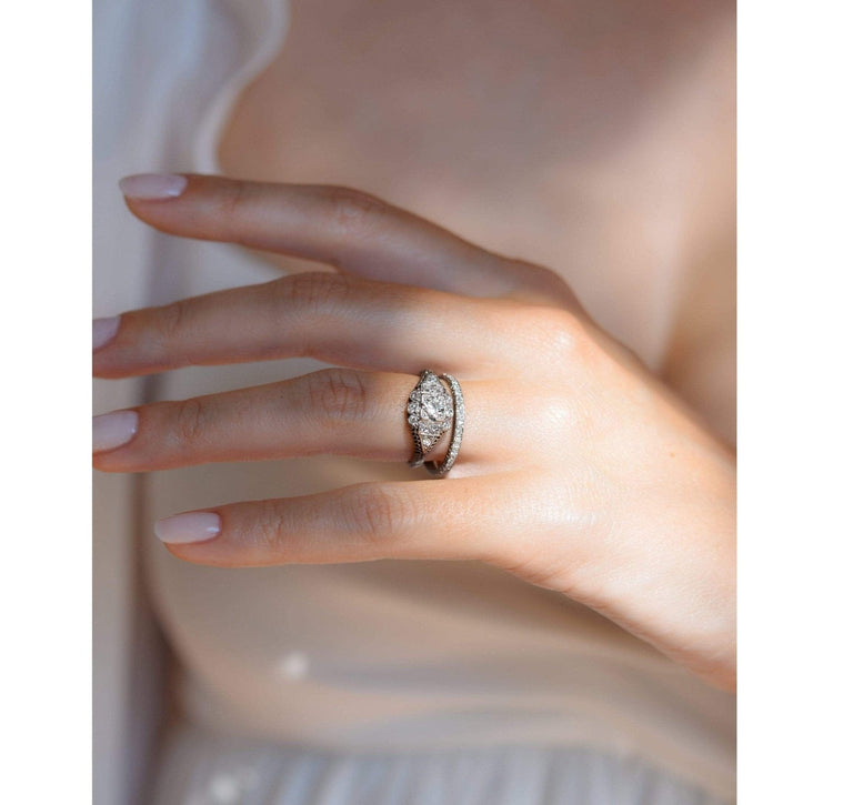 Edwardian Diamond and Platinum Cluster Engagement Ring