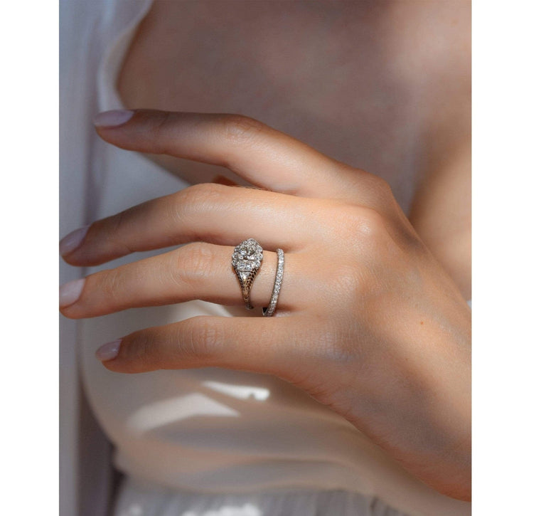 Edwardian Diamond and Platinum Cluster Engagement Ring