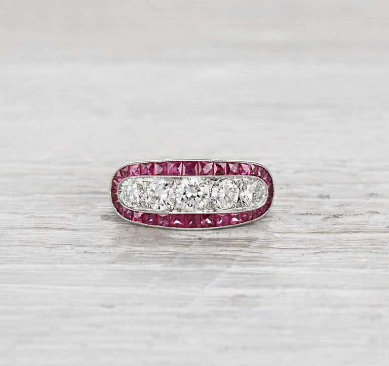 Edwardian Diamond and Ruby Ring