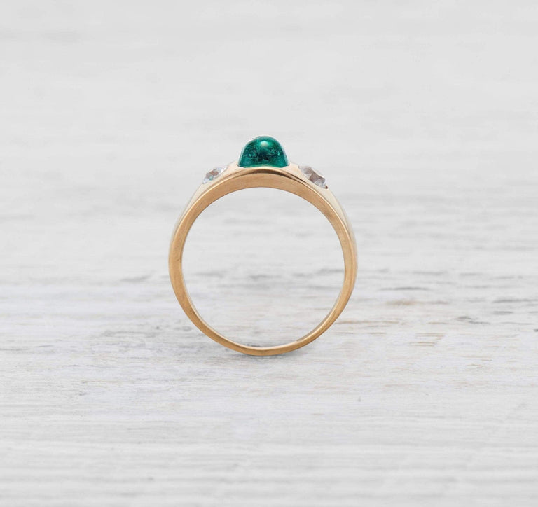 EDWARDIAN EMERALD AND DIAMOND GYPSY RING