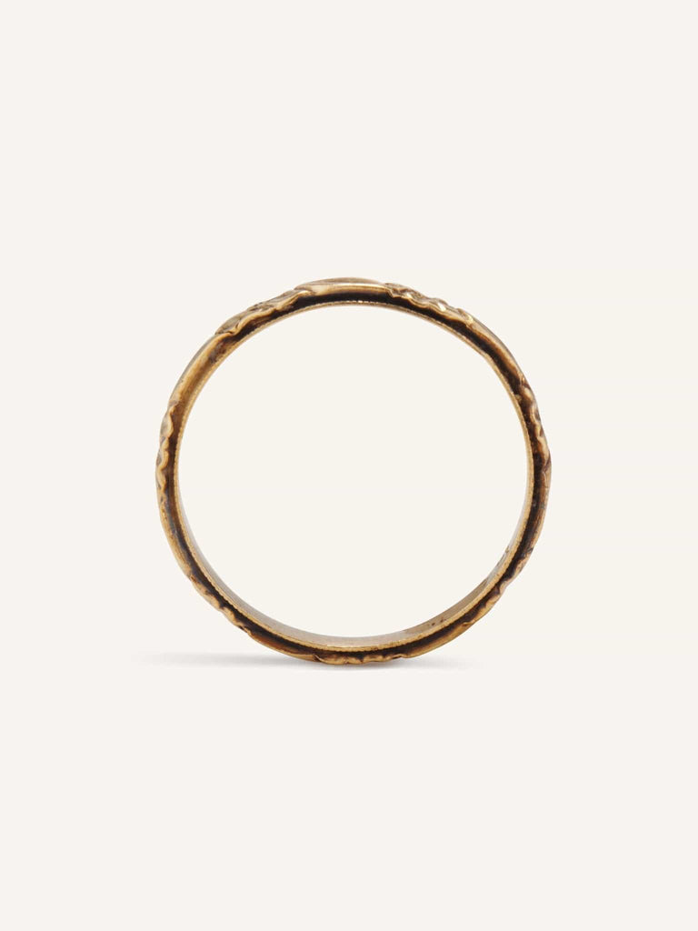 Edwardian Floral Engraved Antique Gold Wedding Band Size 8