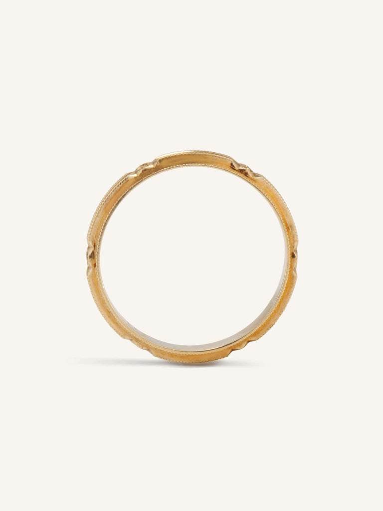 Edwardian Floral Engraved Gold Antique Wedding Band
