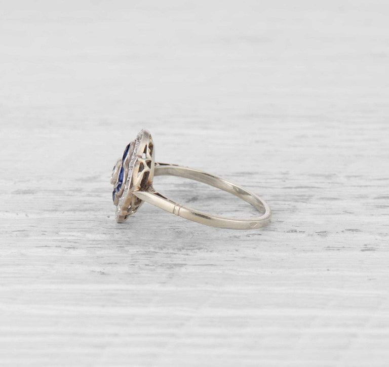 Edwardian French Sapphire & Diamond Engagement Ring