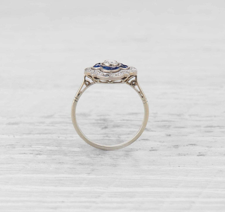 Edwardian French Sapphire & Diamond Engagement Ring
