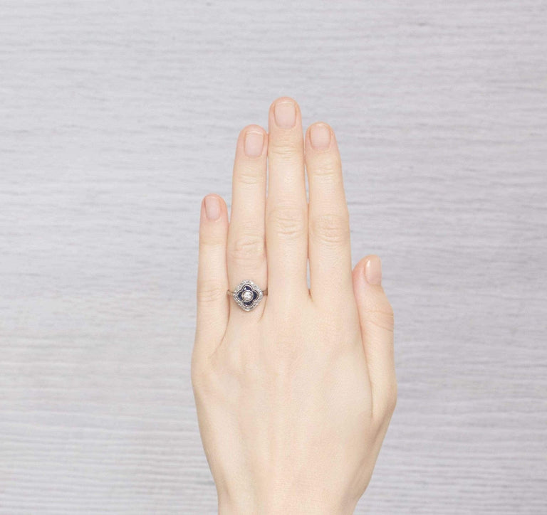 Edwardian French Sapphire & Diamond Engagement Ring