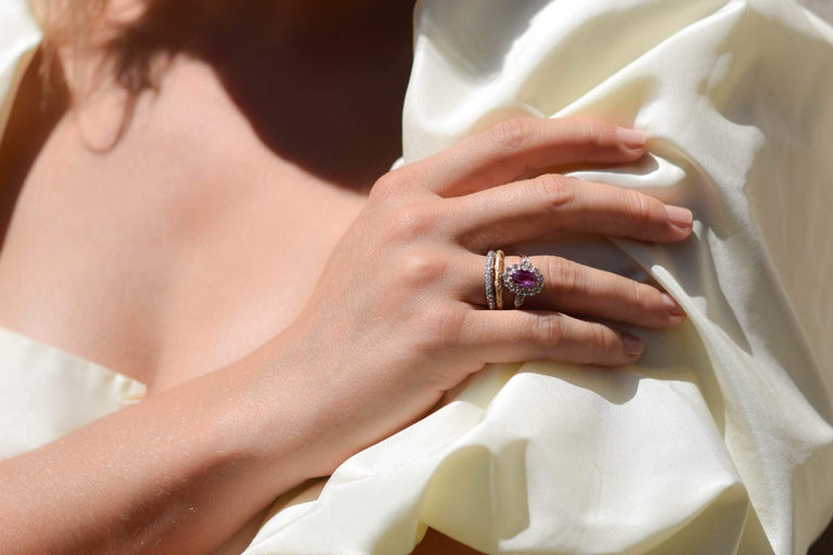 Edwardian I.50 Carat Pink Sapphire and Diamond Cluster Engagement Ring