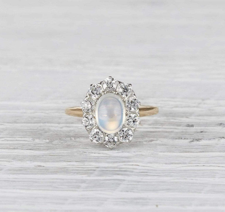 Edwardian Moonstone and Diamond Ring