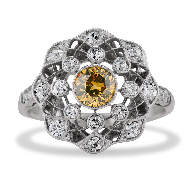 Edwardian Old European Cut Brown Diamond Ring