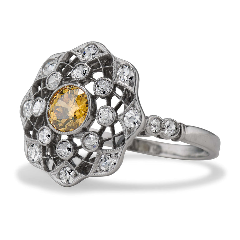 Edwardian Old European Cut Brown Diamond Ring