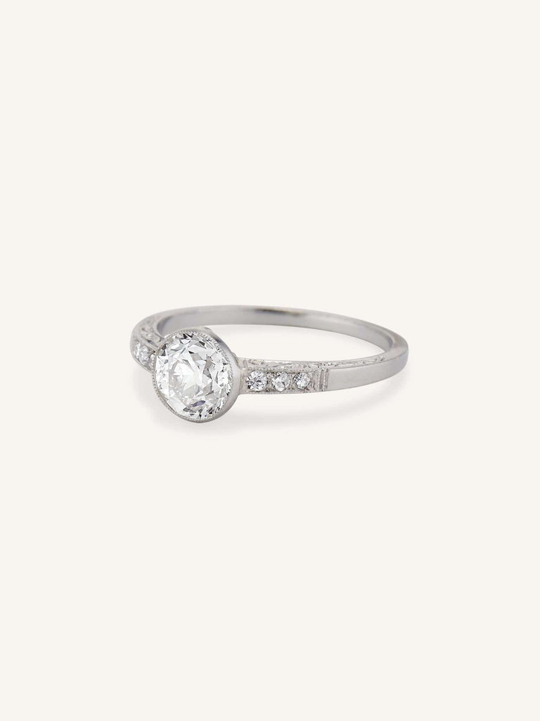 Edwardian Old European Cut Diamond Bezel Set Engagement Ring