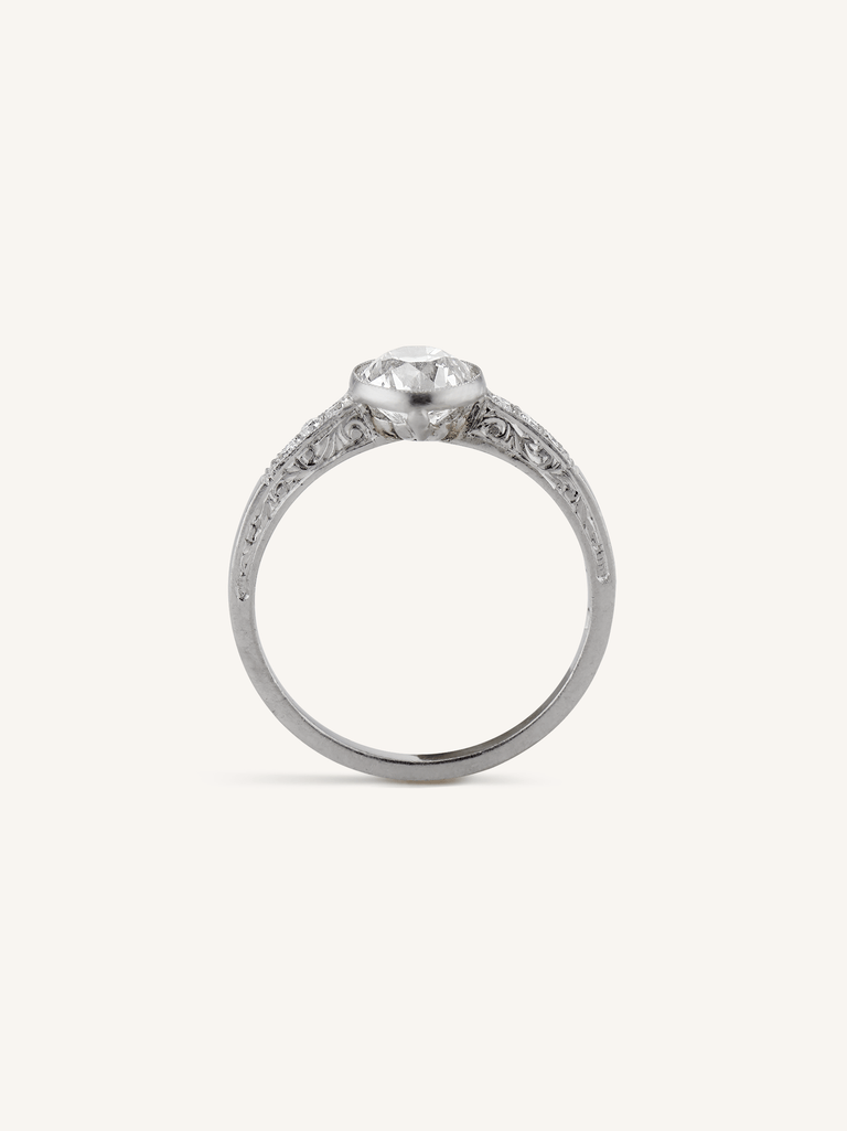 Edwardian Old European Cut Diamond Bezel Set Engagement Ring