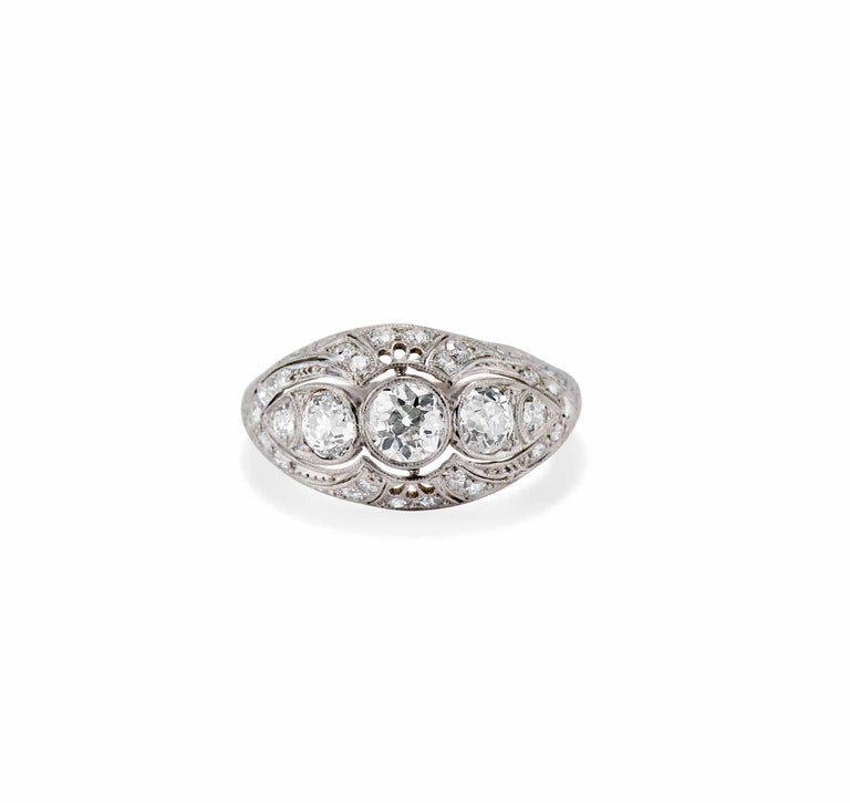 Edwardian Old European Cut Diamond Three-Stone Ring