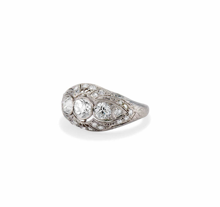 Edwardian Old European Cut Diamond Three-Stone Ring