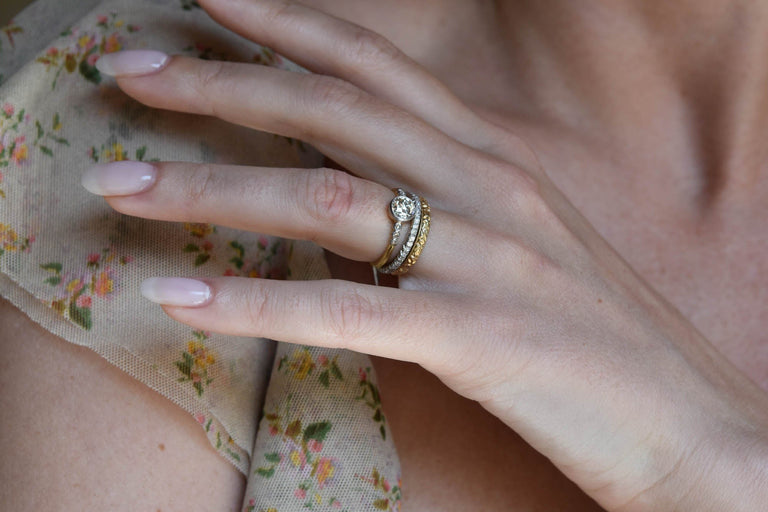 Edwardian Old European Diamond Vintage Engagement Ring, France