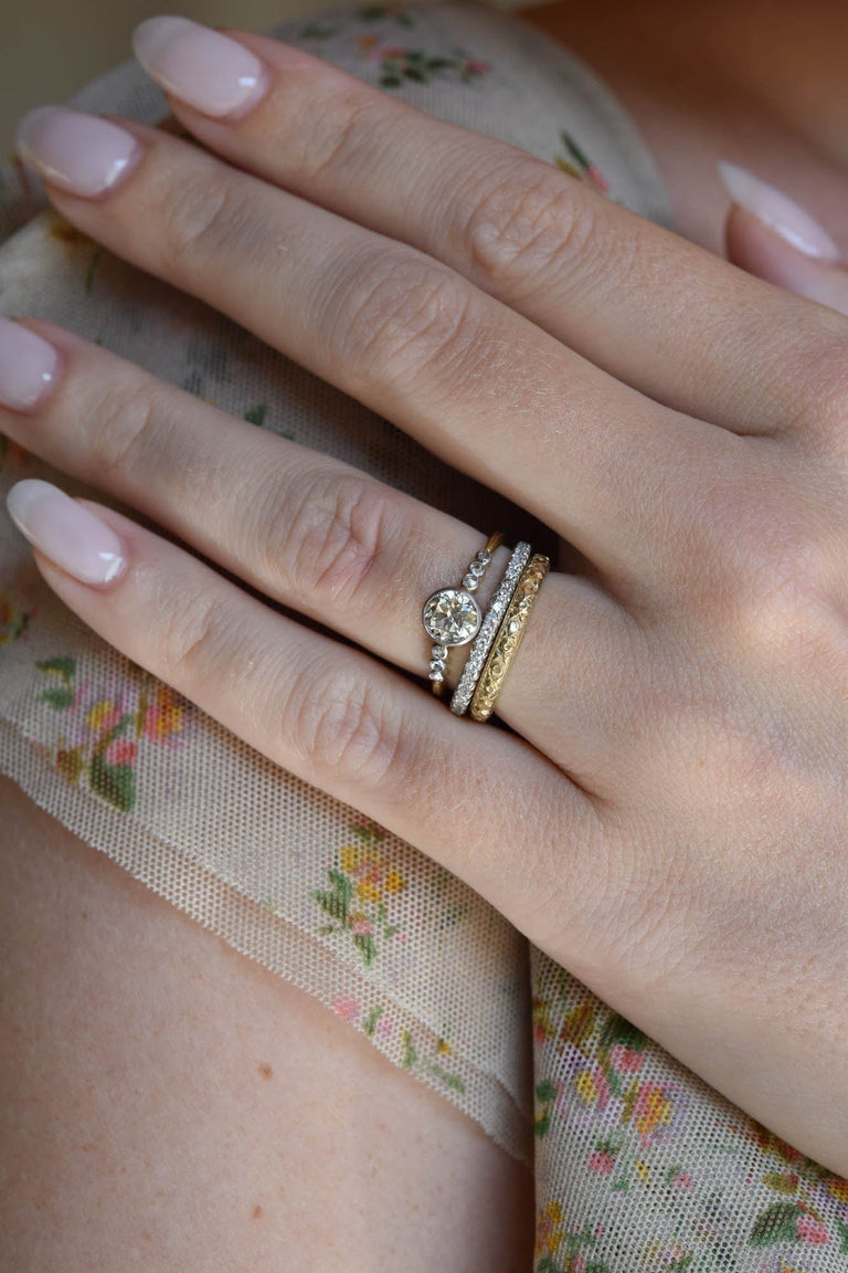 Edwardian Old European Diamond Vintage Engagement Ring, France