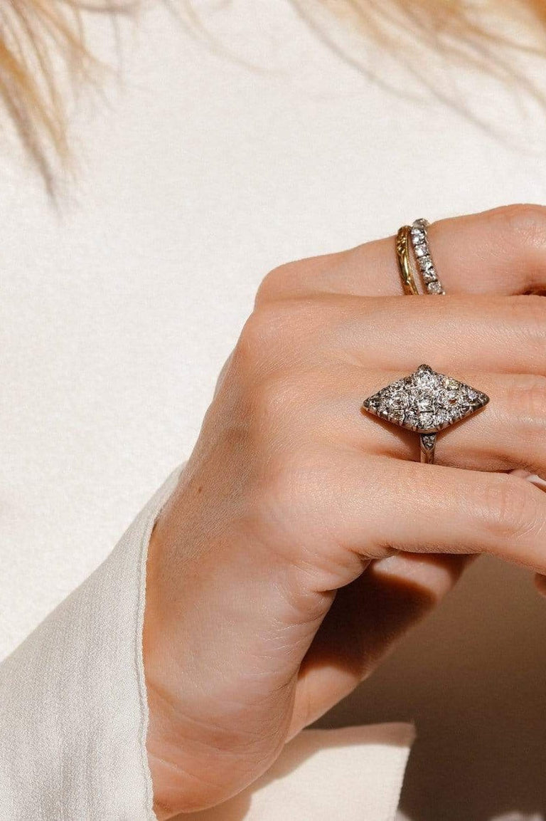 Edwardian Old-Mine Diamond Navette Ring