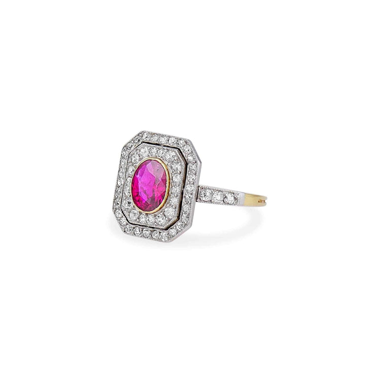 Edwardian One Carat Burmese Ruby & Diamond Ring