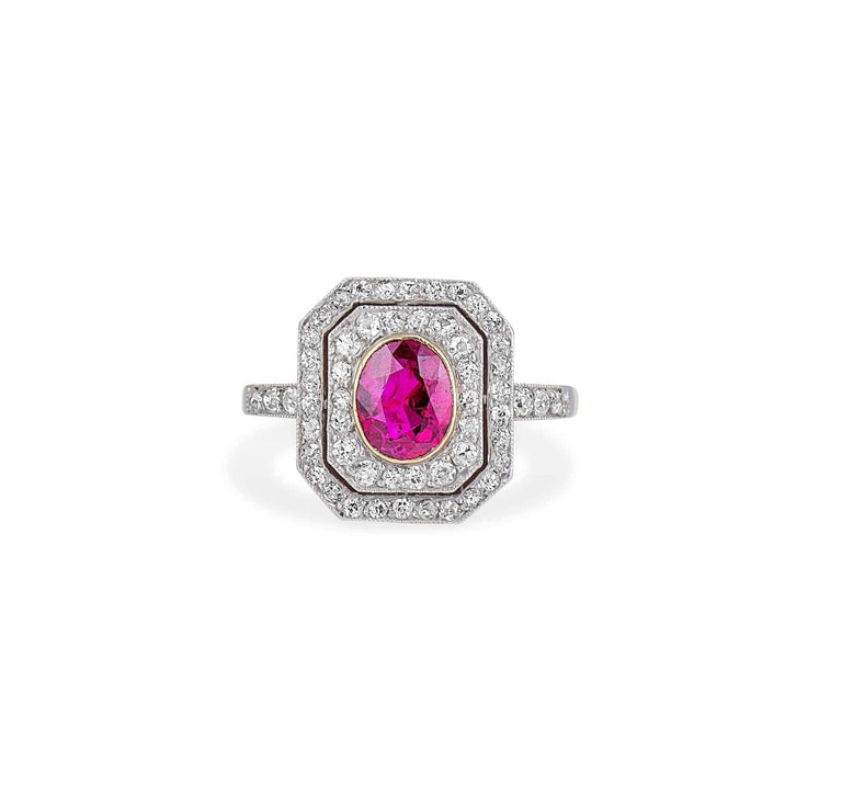 Edwardian One Carat Burmese Ruby & Diamond Ring