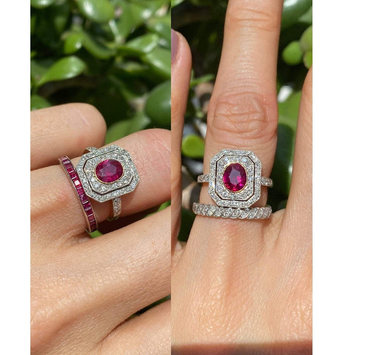 Edwardian One Carat Burmese Ruby & Diamond Ring