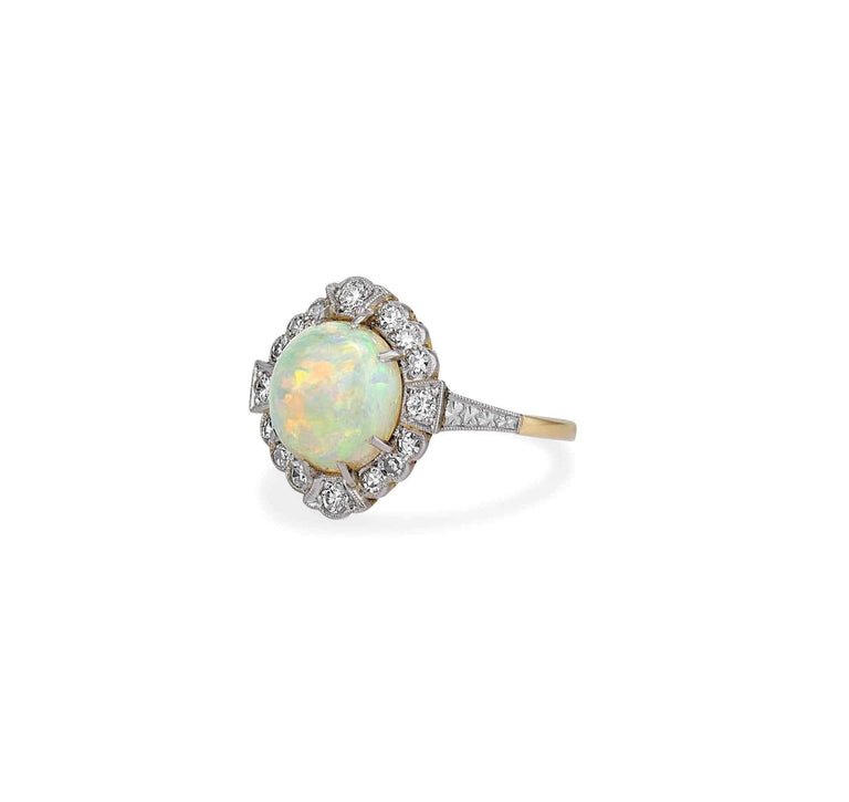 Edwardian Opal and Diamond Ring