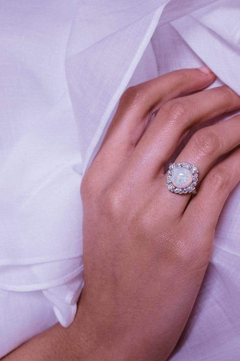 Edwardian Opal and Diamond Ring