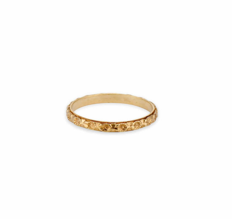 Edwardian Orange Blossom Engraved Gold Wedding Band