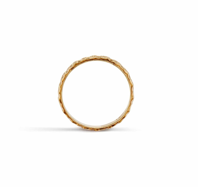 Edwardian Orange Blossom Engraved Gold Wedding Band