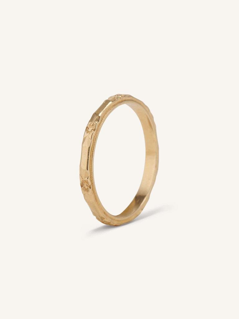 Edwardian Orange Blossom Gold Wedding Band