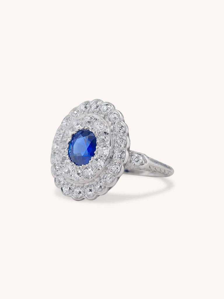 Edwardian Oval Cut Royal Blue Sapphire Ring