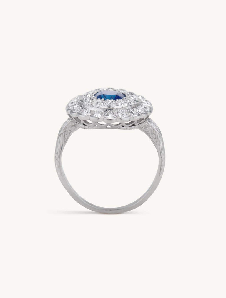 Edwardian Oval Cut Royal Blue Sapphire Ring