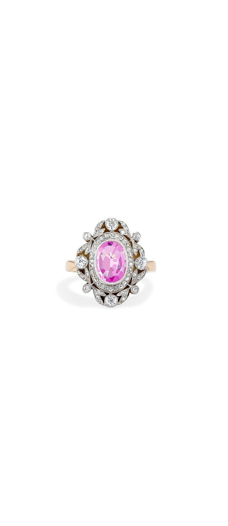 Edwardian Pink Sapphire & Diamond Garland Engagement Ring
