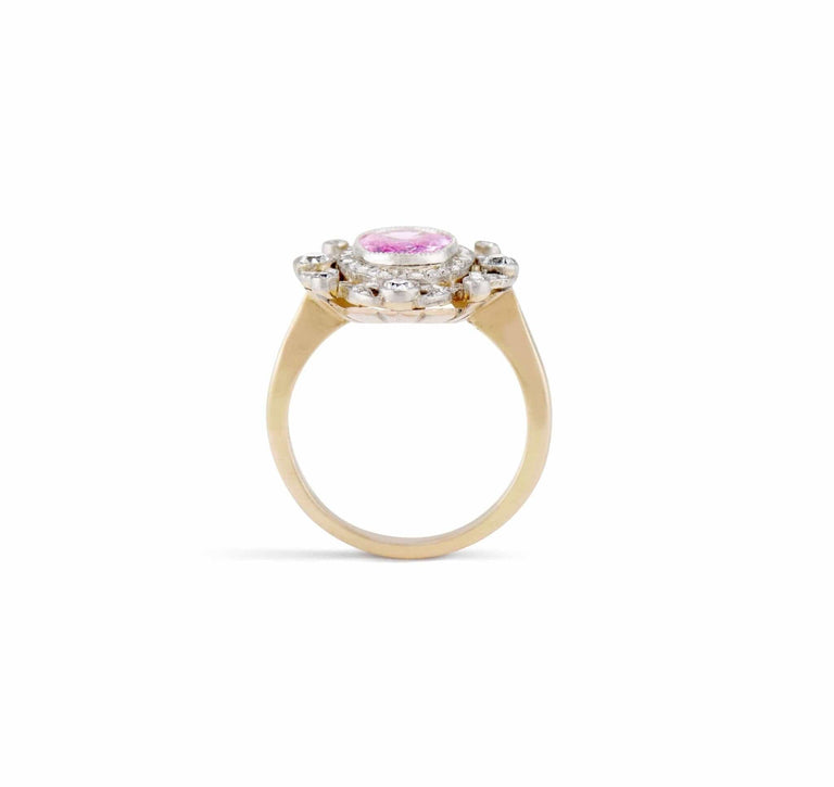 Edwardian Pink Sapphire & Diamond Garland Engagement Ring