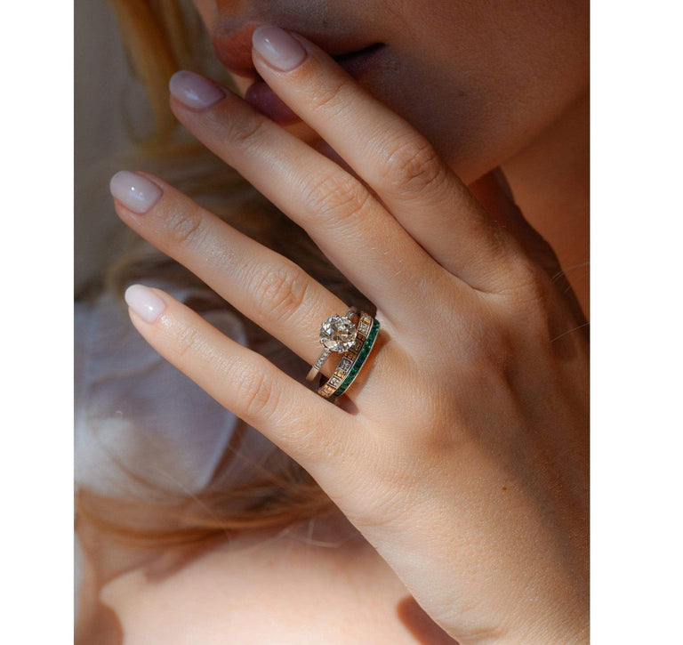 Edwardian Platinum with Gold Wedding Band