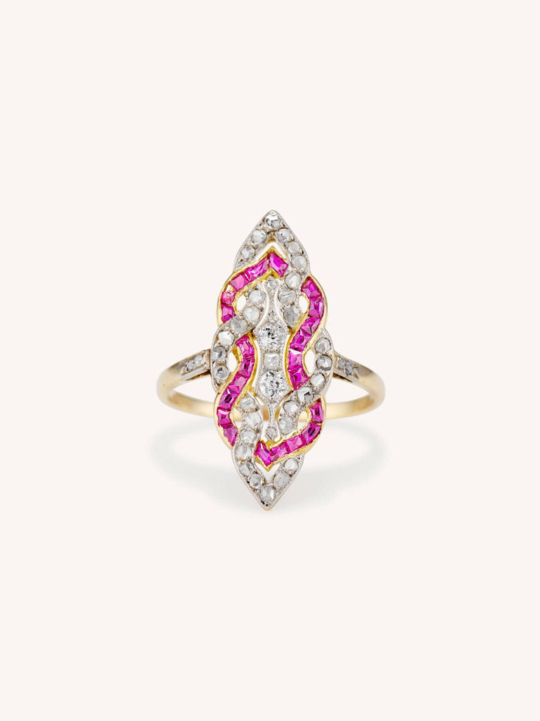 Edwardian Ruby & Diamond Lovers Knot Dinner Ring