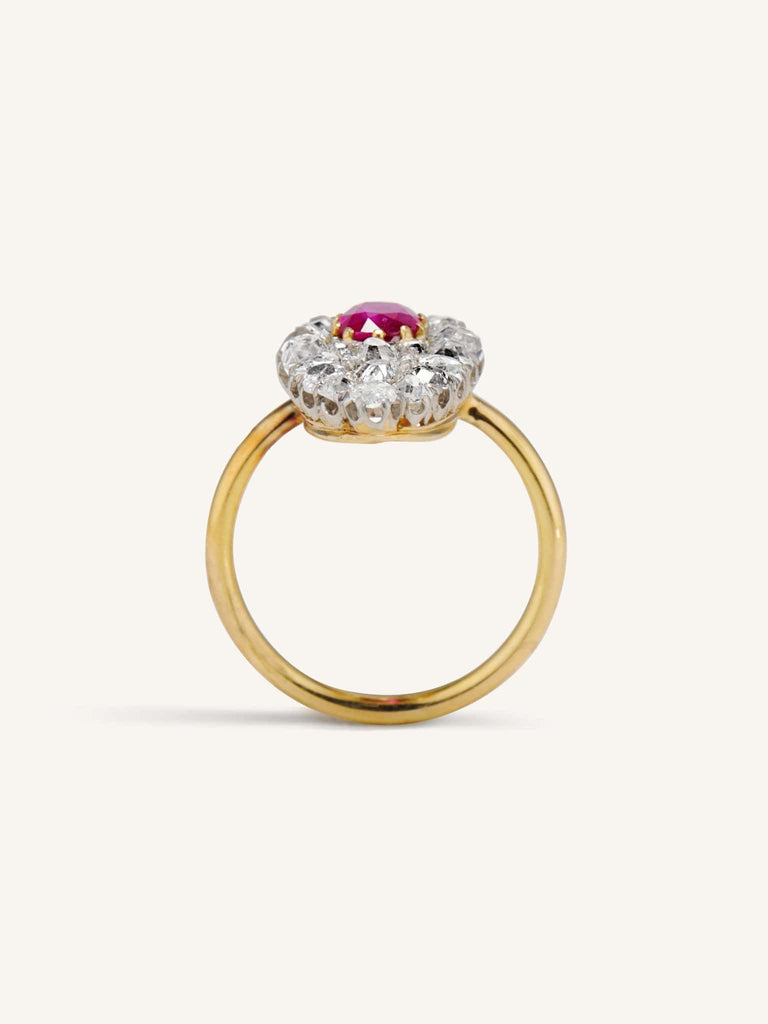 Edwardian Ruby & Diamond Navette Ring