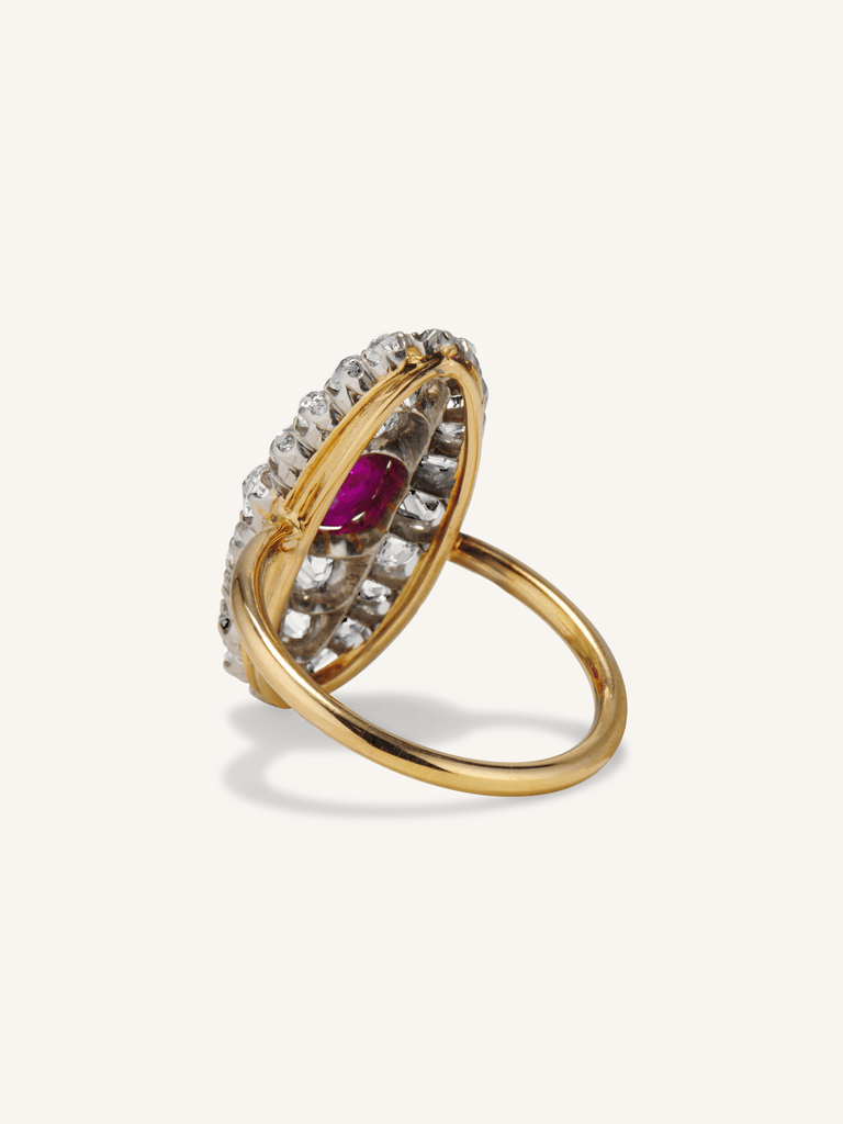 Edwardian Ruby & Diamond Navette Ring