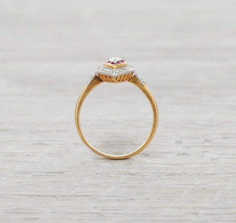Edwardian Ruby & Marquise Cut Diamond Engagement Ring