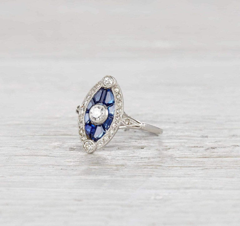 Edwardian Sapphire and Diamond Engagement Ring