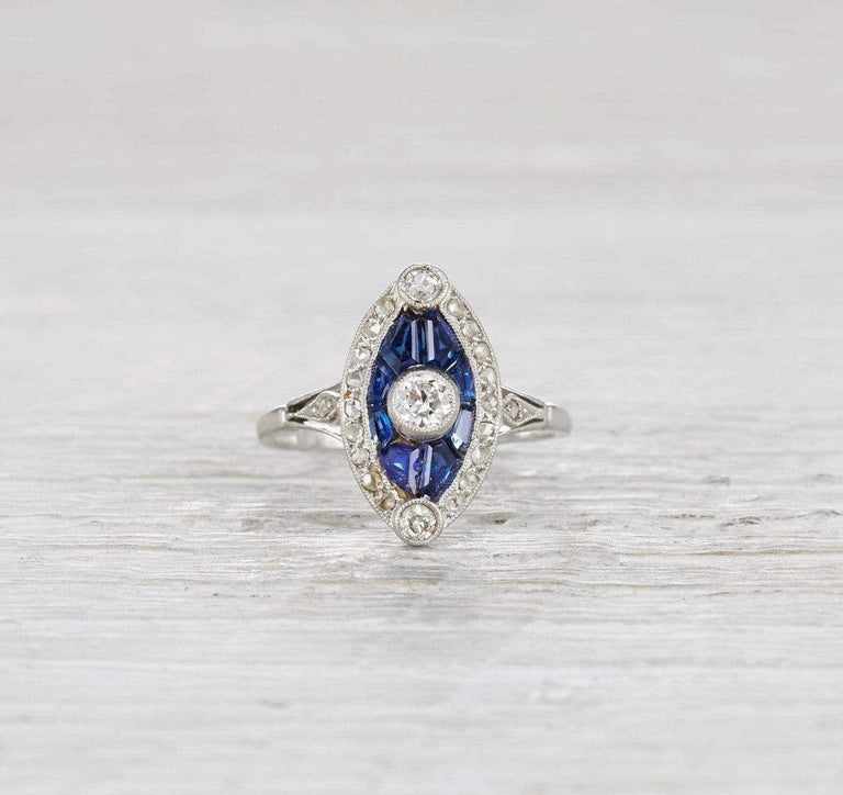 Edwardian Sapphire and Diamond Engagement Ring