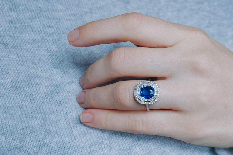 EDWARDIAN SAPPHIRE AND DIAMOND ENGAGEMENT RING