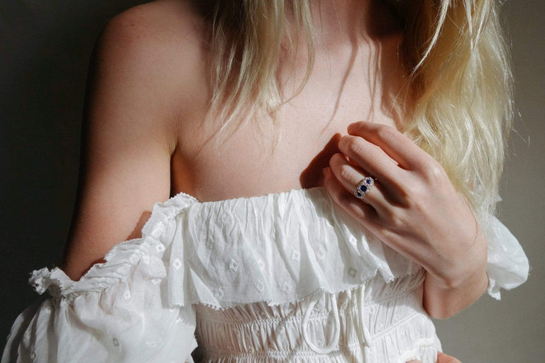 EDWARDIAN SAPPHIRE AND DIAMOND ENGAGEMENT RING