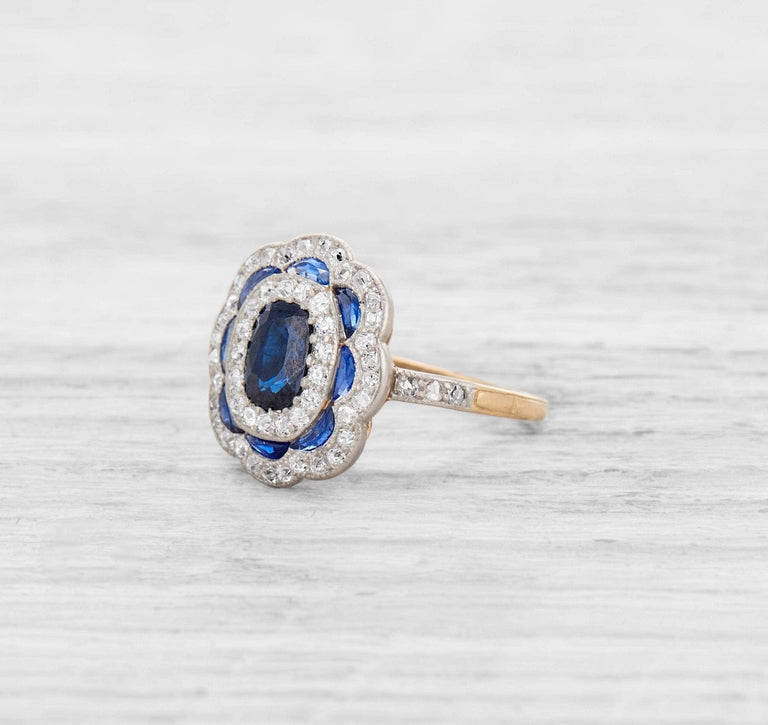EDWARDIAN SAPPHIRE AND DIAMOND ENGAGEMENT RING