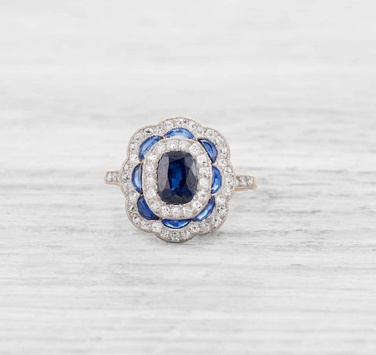 EDWARDIAN SAPPHIRE AND DIAMOND ENGAGEMENT RING