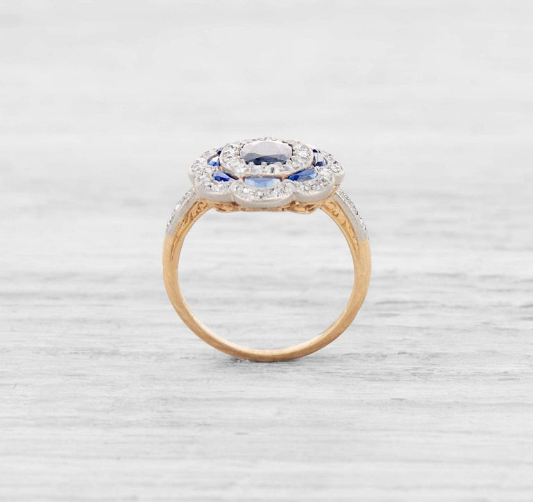 EDWARDIAN SAPPHIRE AND DIAMOND ENGAGEMENT RING
